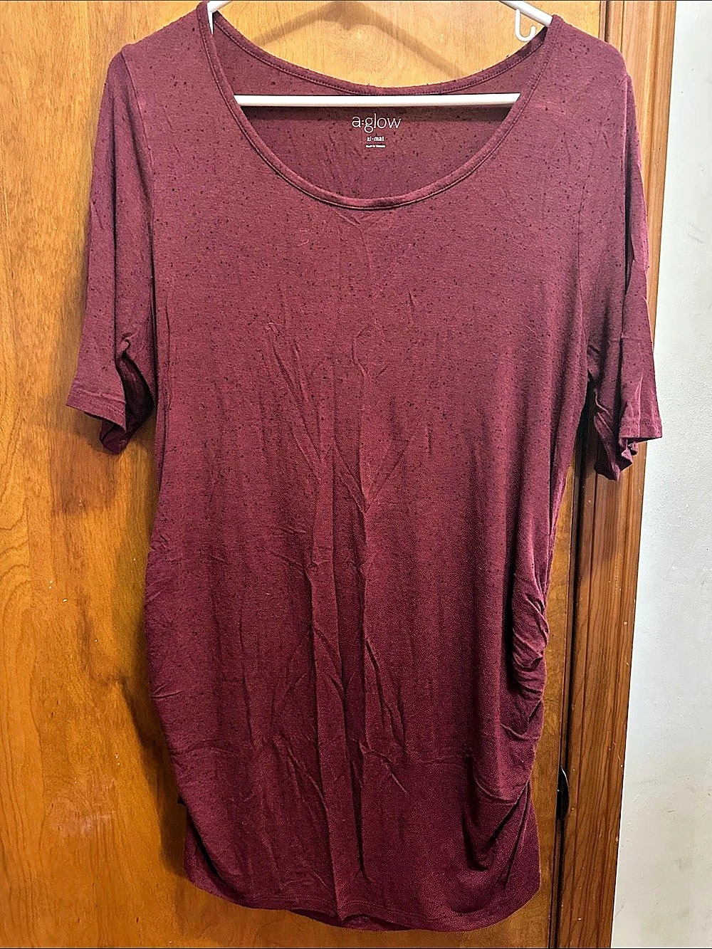 a:glow Burgundy Short Sleeve Top Size XL Like New